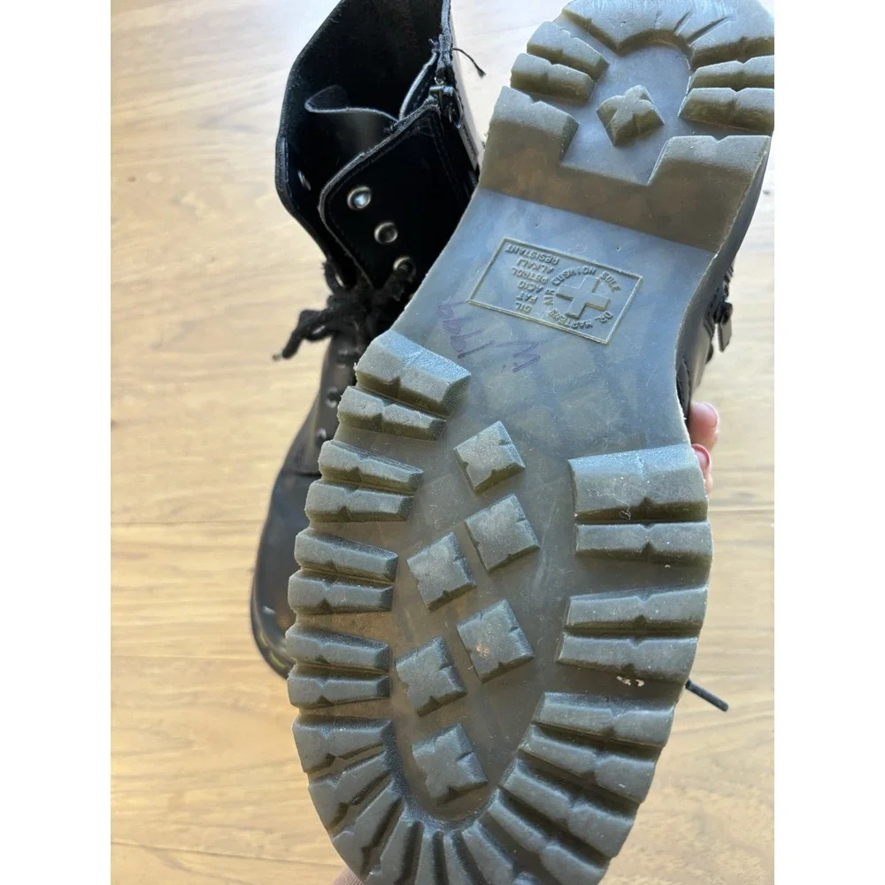 Dr. Martens Size 9 Jadon Leather Platform Combat Boots Black Leather - Picture 4 of 9